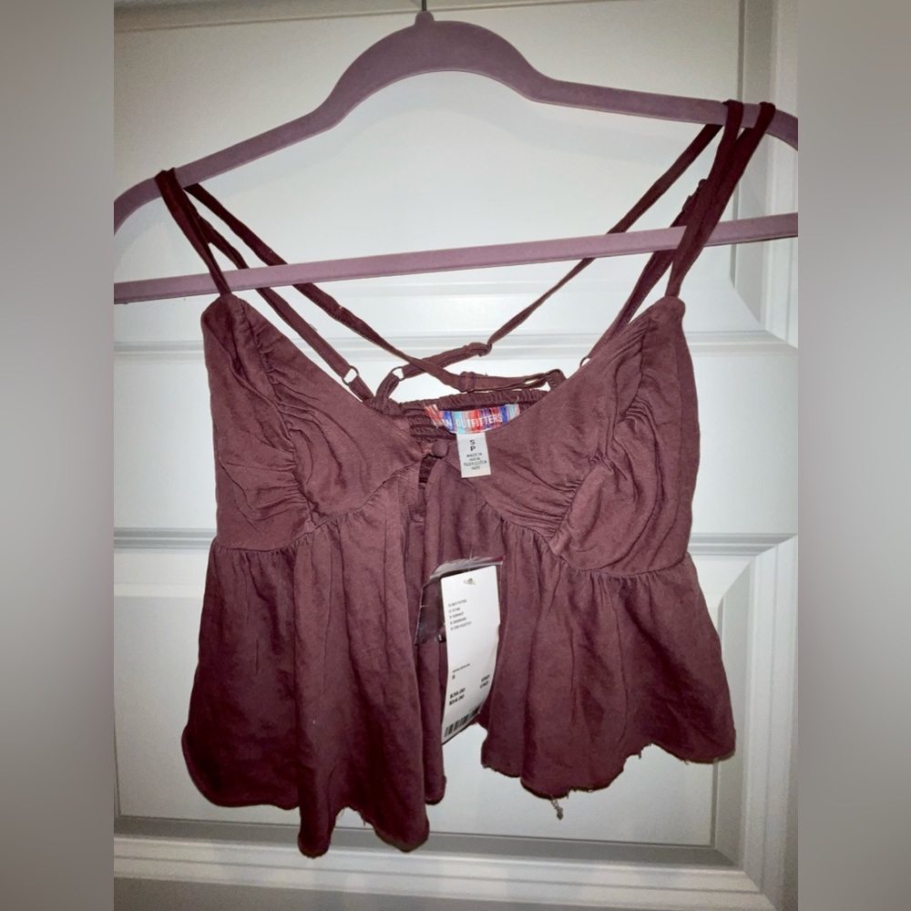 Urban Outfitters mauve strappy crop tank top sz s